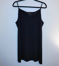 Women  s Black Full Slip, Size M, Nylon Solid Slip Dress with Spaghetti Straps