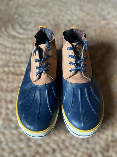 Sperry Top Sider Men's Size 8 Shoe STS 11876 Waterproof Navy Blue Yellow Rubber - Picture 10 of 12