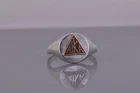 Vintage Sterling Silver 13mm Fraternity School Solid Band Ring 925 Sz: 10