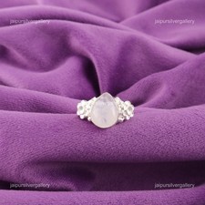 Crown Chakra Rainbow Moonstone Stone Stackable Elegant Ring 925 Sterling Silver