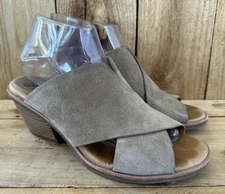 Sofft Suede Slides Heeled Shoes Neutral Tan Women’s 9 M Office Business Fall