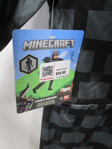 Costume Minecraft Ender Drago Ragazzo Medium 8-10 Tuta Solo Halloween Nero - Foto 5 di 8