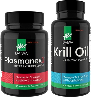 Daiwa Plasmanex 1 + Daiwa Krill Oil Inflammation Support Bundle   Circulation Su