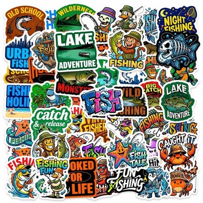 50 Stück Set Angeln Fishing Outdoor  Aufkleber Sticker Styling Stickerbomb