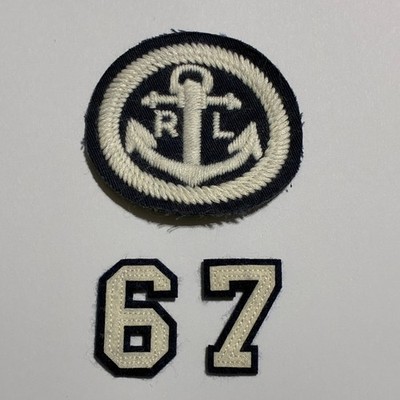 Rare Find! Lot of 3 Pieces POLO Ralph Lauren Embroidered Patch of Navy Anchor