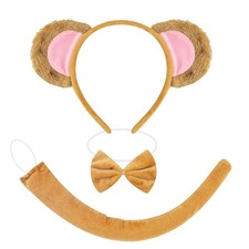 3-Piece Monkey Ears and Tail Costume Accessory Set   Includes Brown Plush Mon...