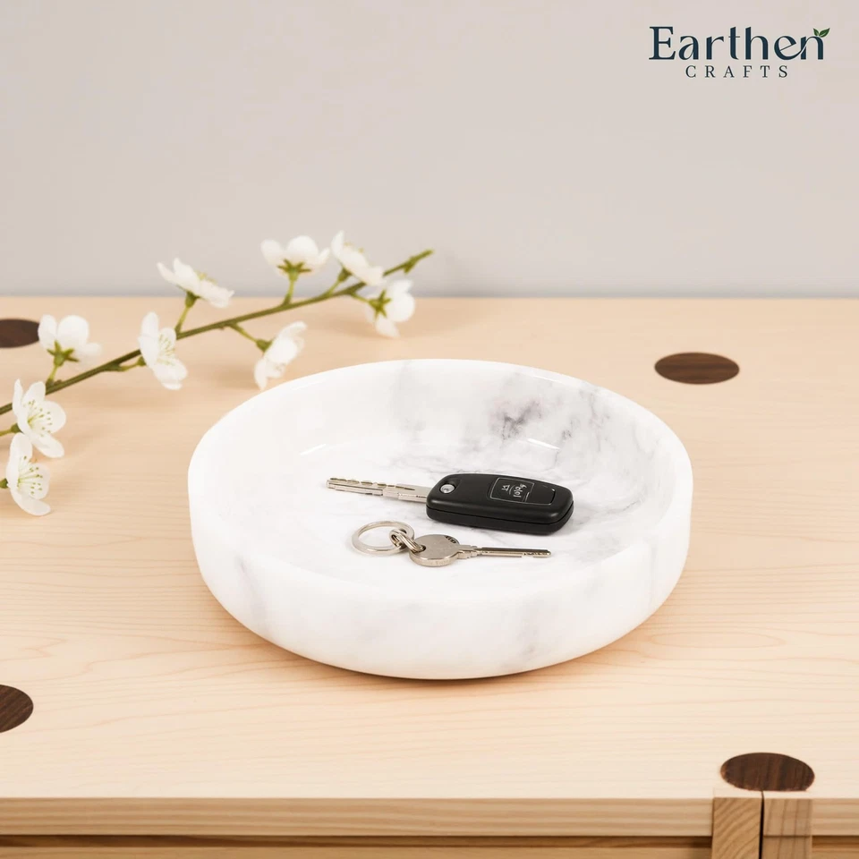 Cuenco para servir de mármol de 8 pulgadas blanco para frutas y verduras para cocina Co... Foto 4 de 4