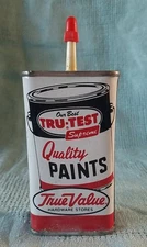 Vintage True Value Tru-Test Master Mechanic 4 oz Household Oil Tin Can FULL (W)