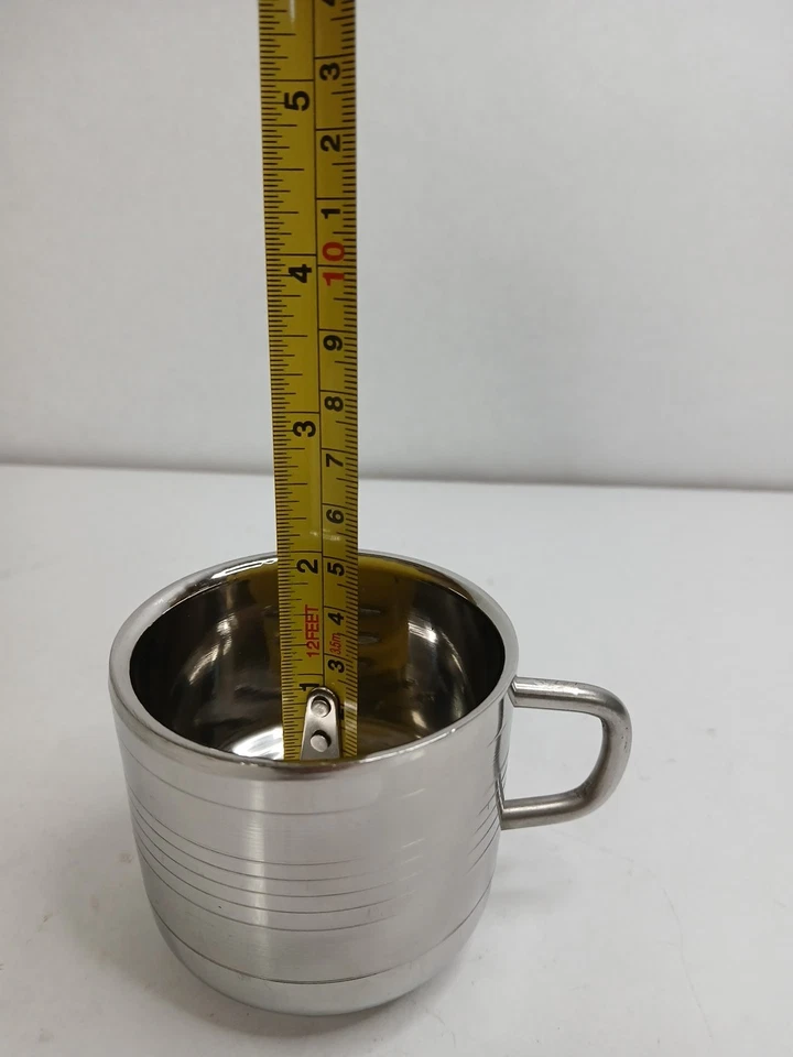 4 tazas de acero inoxidable pequeñas con asa Foto 4 de 4