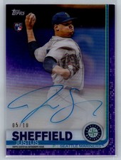 JUSTUS SHEFFIELD 2019 TOPPS CLEARLY AUTHENTIC Purple Auto 5/10 Seattle Mariners