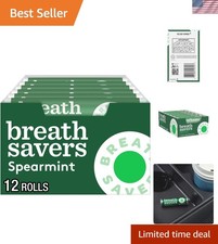 Convenient Sugar-Free Spearmint Breath Mints - 24 Rolls for Freshness Anytime