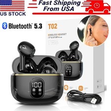 Bluetooth 5.3 Wireless Earbuds LED Display HiFi Sound IPX5 Waterproof Type-C