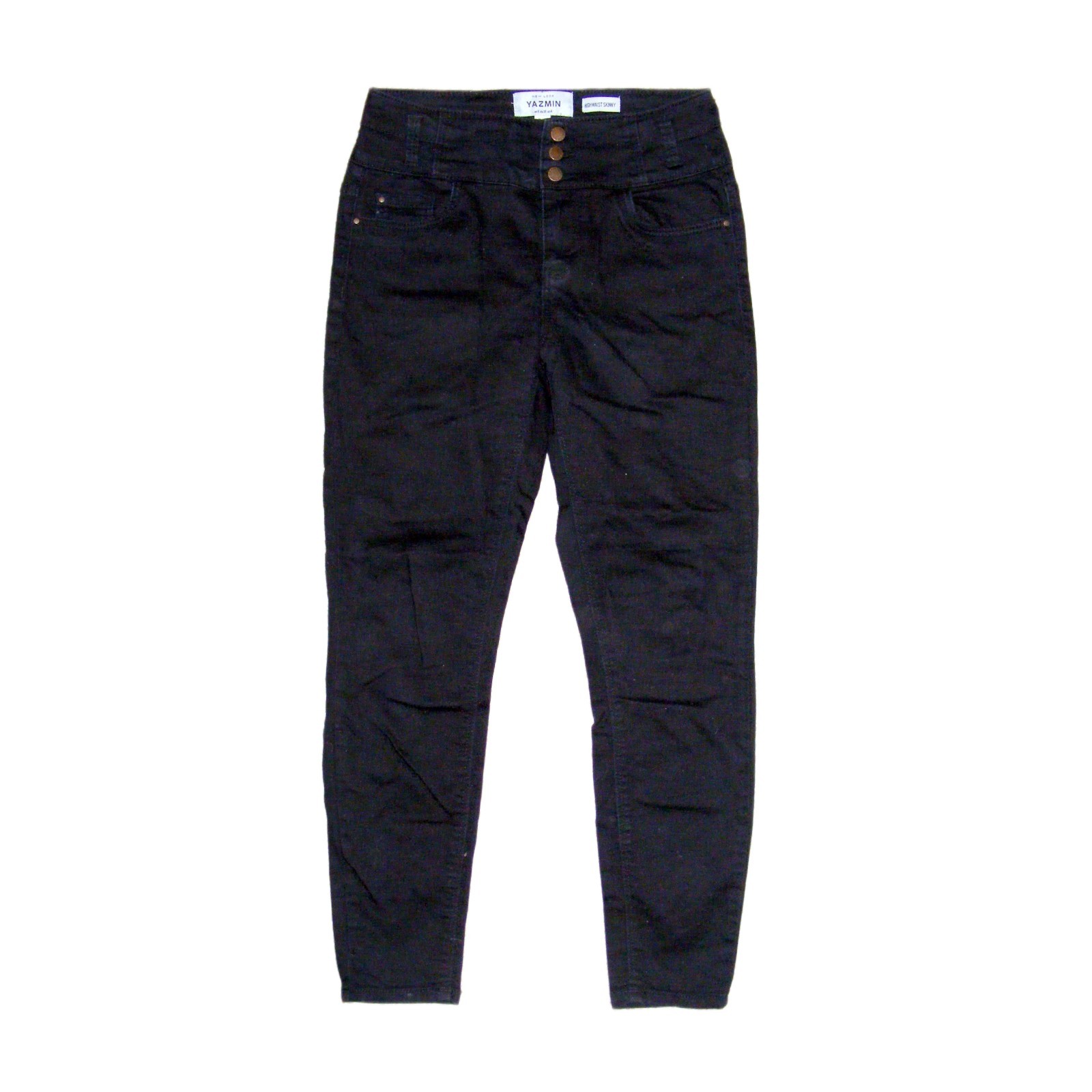 New Look Yazmin high waist skinny jeans size 8 L26 deep waistband matt black