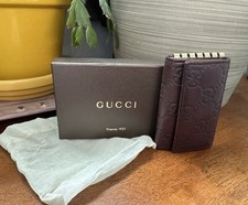 Authentic Vintage Gucci Signature Leather Key Pouch W/ Card Slot And Gucci Box