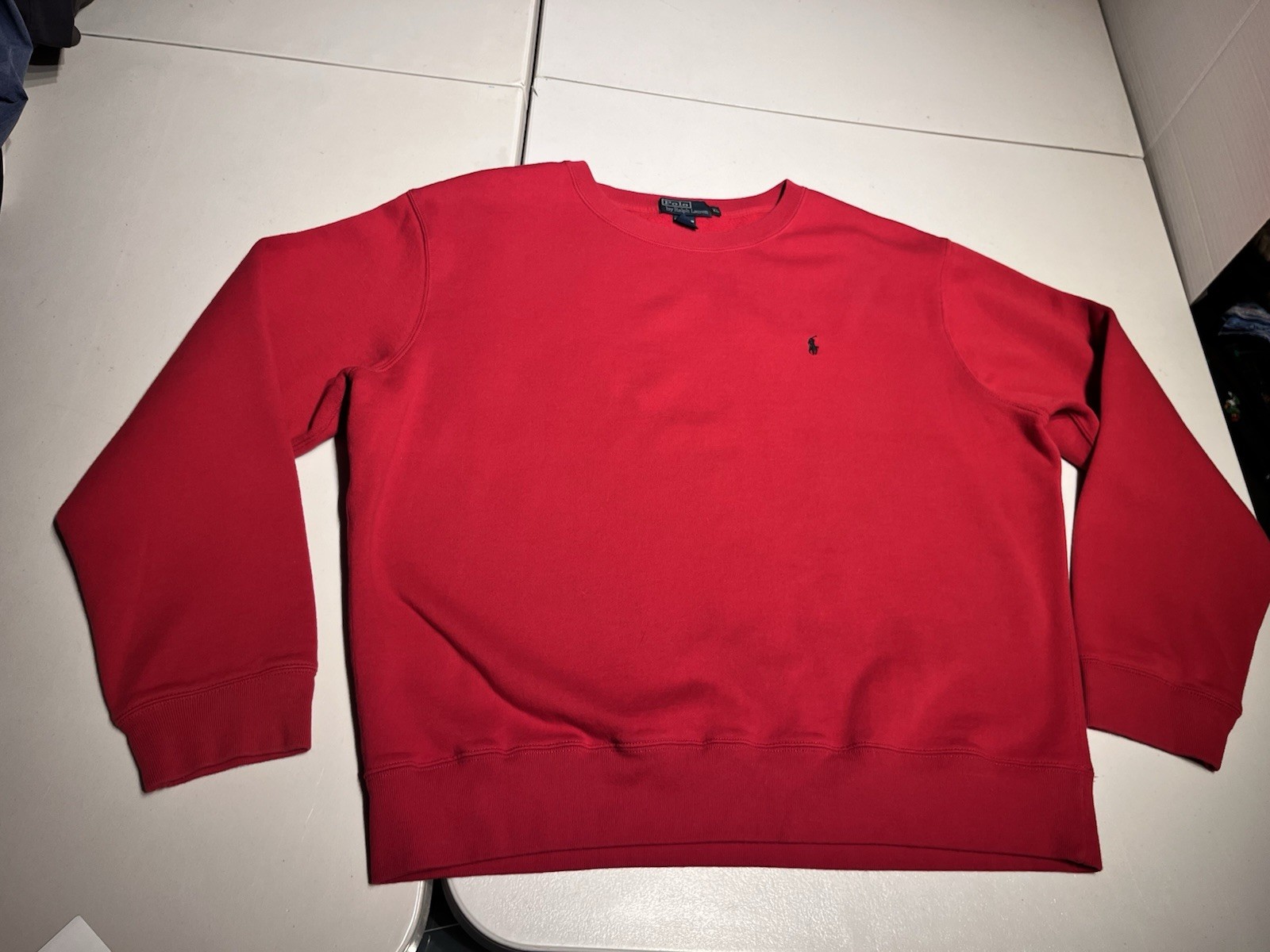 Polo Ralph Lauren Felpa Uomo XL 1 4 Zip Rosso Blu Pony Logo Maglione Vintage Y2K
