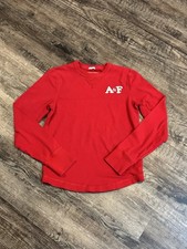 Y2K Abercrombie  Fitch Men  s Medium Long Sleeve Red Muscle Shirt Crewneck
