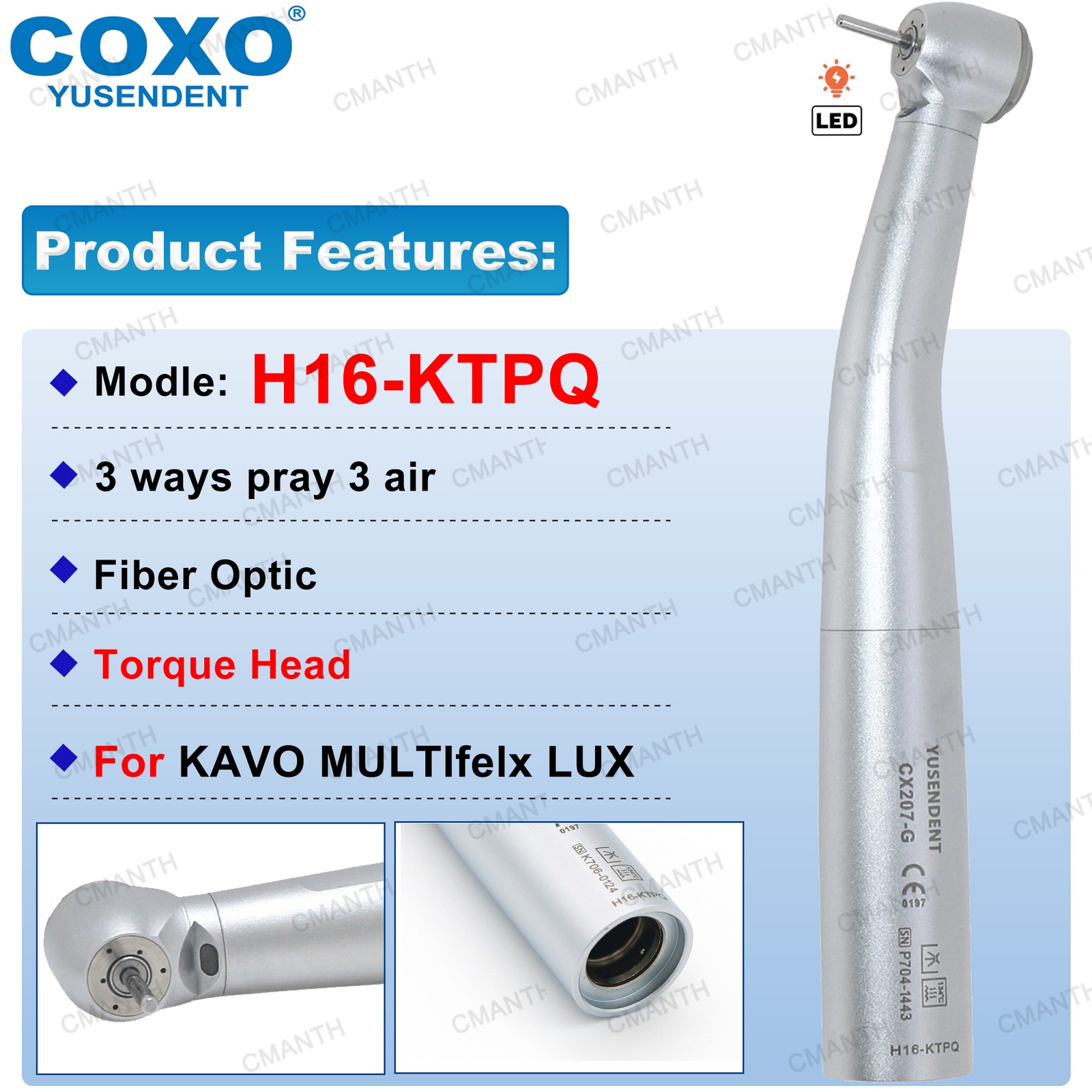 COXO Dental Handpiece High Speed Fiber Optic Turbine For KAVO Coupler 4/6 Hole