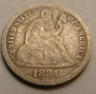 1884 Seated Liberty Dime Coin 1837-1891 #A23   Coin