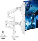 ARES WING Bras de Moniteur Double 17-49" Monture Réglable Verticale Blanc