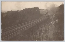RPPC Caneadea Gorge NY Train Trestle Kellogg Studios 1910 Real Photo