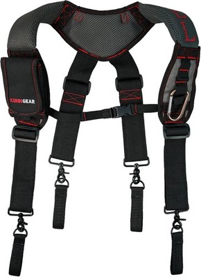 KUNN Gel-Padded Tool Belt Suspenders for Construction one size fit most, Red 