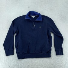 Lacoste 1/4 Zip Pullover Sweatshirt FITS Medium Navy Blue Knit Alligator Logo