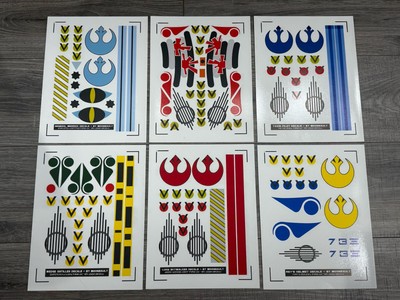 WATERSLIDE Star Wars X-wing Rebel Pilot Helmet Decal Sets - ALL DESIGNS!