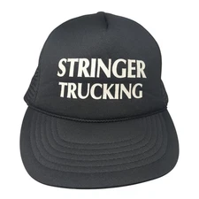 Stringer Trucking Snapback Rope Trucker Hat Black One Size Mesh Back