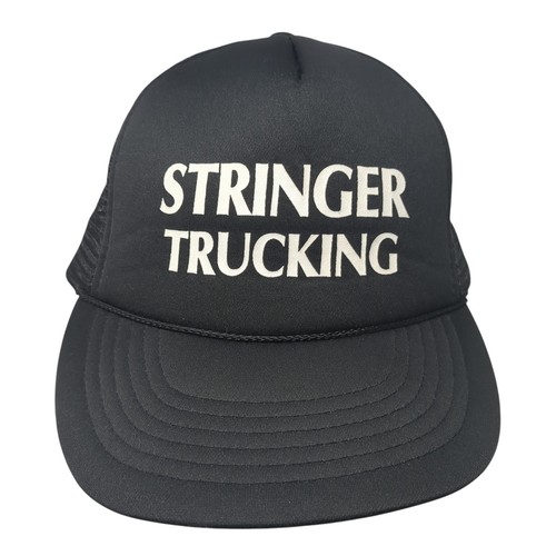 Stringer Trucking Snapback Rope Trucker Hat Black One Size Mesh Back | eBay