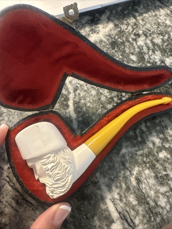 Vintage White Meerschaum Hand Crafted Bent Tobacco Smoking Pipe