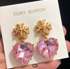 Tory Burch Heart Earrings Pink Color With Dust Bag