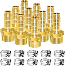 Brass Barb Fitting 3/8" Hose ID X 3/8" Male NPT Water/Fuel/Air Pack of 10 