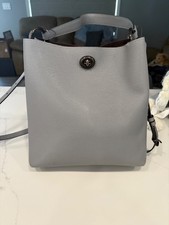 Coach Polished Pebble Leather Charlie Bucket Heather Grey Crossbody