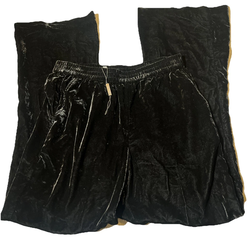 Pantalones ELIE TAHARI The Veronica Pierna Ancha Terciopelo NOIR Mujer S Elastizados Negros Nuevos sin Etiquetas Foto 2 de 4