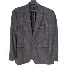 Ralph Lauren Mens 44R Wool Silk Blend Tweed Blazer Sport Coat Charcoal Grey