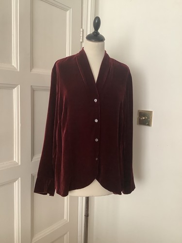 M&S St Michael Vintage 80’s Ladies Mulberry Velvet Silk Blend Jacket Shirt UK18 - Picture 12 of 13