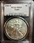 2008-W American Silver Eagle Dollar PCGS MS69
