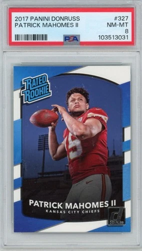 PATRICK MAHOMES II Rated Rookie Card PSA 8 2017 Panini Donruss #327 KC Chiefs