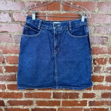 Vintage Calvin Klein Skirt Womens 30 Dark Wash Zip Fly A Line Mini USA 90s