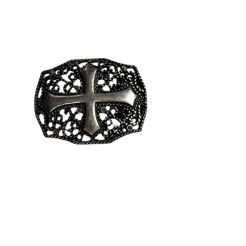 Brave Beltworks Para Hombres Cuero Marrón y Hebilla Cruzada Plateada Talla 33 a 38 Western - Imagen 13 de 15