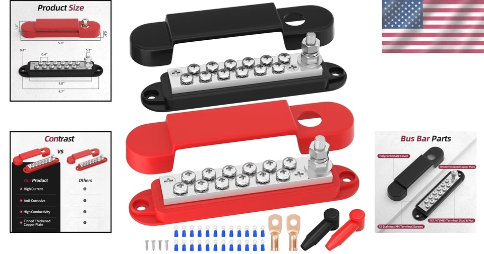 12V 150A Marine Bus Bar with 24 Contacts - Reliable Power Distribution Solution - Image 2 of 4