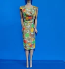Vintage Look Barbie Dress, Sheath With Gold Buttons, Multicolor Vintage OOAK