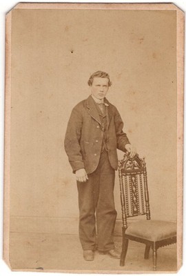 Antique CDV Circa 1860s J. W. Moore Handsome Young Man Suit Bellefonte PA