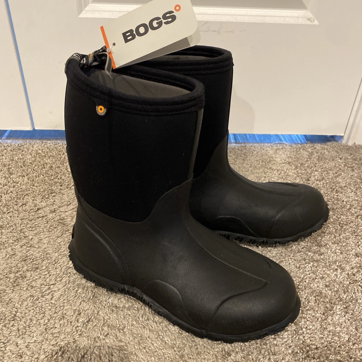 Bogs Overshoe Zip CT Waterproof Black Red Rubber‎ Work Boots Mens 9 Womens 10.5 Bogs Black Low (1-1.9 in) Heel Height Boots for Women for  main image 2