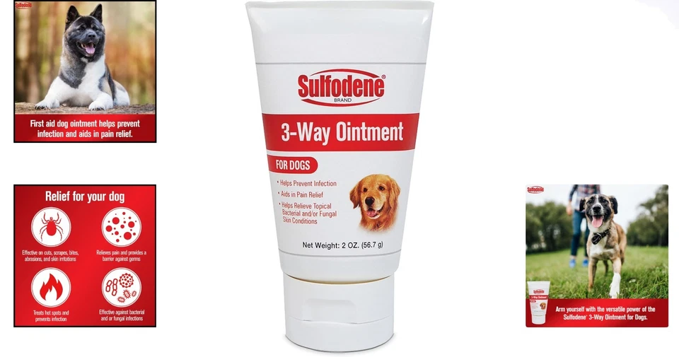 Ungüento para el cuidado de heridas de perro de 3 vías - 2 OZ para aliviar el dolor y prevenir infecciones Foto 2 de 4