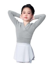 Girl's Ballet Sweater, Soft Long Sleeve Girls Active Sweater, 10-11 Years Gray