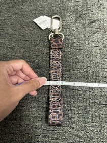 Victoria's Secret PINK Wristlet Strap Keychain Leopard Block Bling Logo