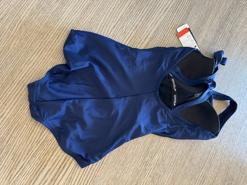 Speedo Women's Powerflex Conservative Cut One Piece Swimsuit, Navy, Size 4 NEW - Picture 2 of 6