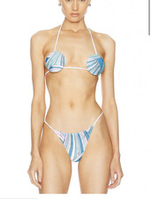 Pucci 2-Piece Stripe Bikini Set Multicolor Halter Adjustable Strap M 4HMX45