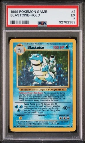 PSA 5 Blastoise 2/102 Base Set Unlimited Holo Pokémon TCG 1999